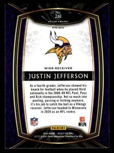 2020 Select Club Level Silver Prizm Justin Jefferson Rookie #261