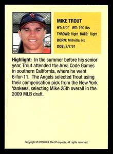 2009 Hot Shot Prospects Mike Trout Rookie Card