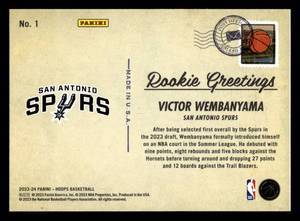 2023 NBA Hoops Rookie Greetings Victor Wembanyama Rookie #1