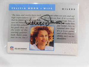1992 Proline Wives Autograph Felicia Moon - Warren Moons Wife RARE