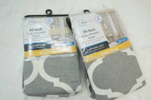 lot 7 image: Gray 95 inch curtains