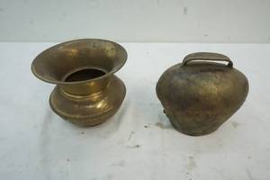 lot 236 image: Brass bell, spittoon
