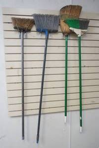 lot 329 image: Assortment of outdoor brooms