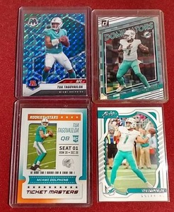 (4) Tua Tagovailoa Cards - Includes Blue Reactive  Rookie