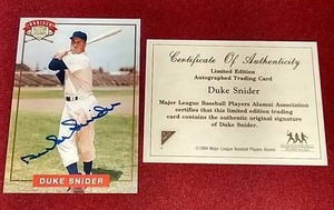 Certified Autographed Duke Snider Card