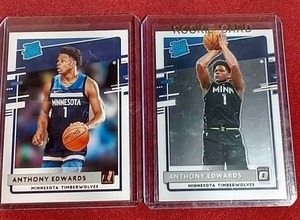 (2) 2020-21 Anthony Edwards Rated Rookie Cards - Donruss & Optic