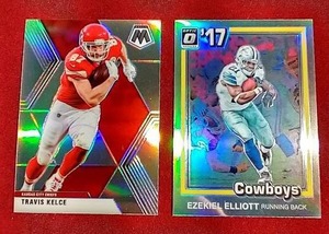 (2) NFL Stars Silver Prizm Cards - Kelce & Elliott