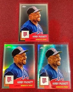 (3) 2022 Topps Chrome Kirby Puckett Cards - (2) Refractors