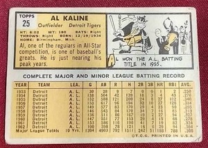 1963 Topps Al Kaline Card