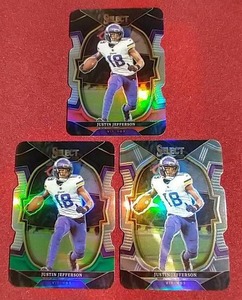 (3) 2022 Select Justin Jefferson Die-Cut Cards