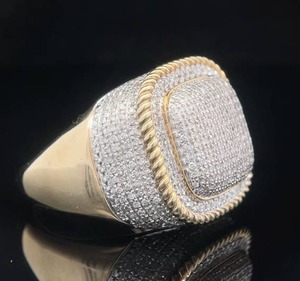 lot 49B image: Large 2.00 Carat Loaded w. Diamonds Ring, Twisted Rope Bezel Accents in Yellow Gold $3,950 Retail VIDEO