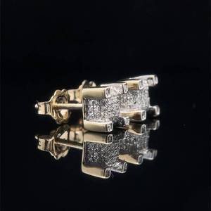 lot 73B image: 0.30 Carat Modern Pave Diamond Square Stud Earrings in White Gold w Secure Screw Backs $1495 Retail  VIDEO 