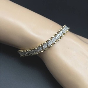 lot 23B image: Retro-Modern 3 Carat Diamond Pave Fancy Link Tennis Bracelet in 14k Yellow Gold $6,000 Retail