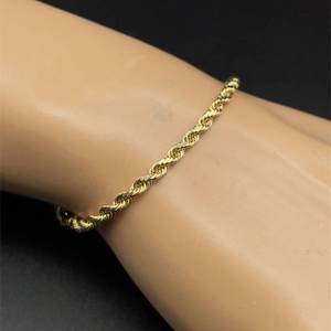 lot 60B image: 14k Yellow Gold Twisted Rope Bracelet w Lobster Clasp $1,260 Retail