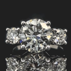 lot 2B image: Impressive 5.02 Carat Diamond Three-Stone Ring in 14k White Gold w IGI REPORT $29,400 Retail VIDEO