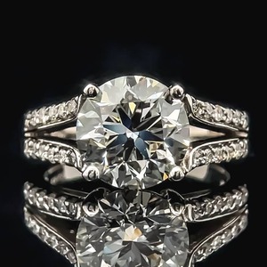 lot 5B image: 3.83 Carat Diamond Round Split Shank Ring in 14k White Gold, Estate Find w IGI Certification $17,640 Retail VIDEO