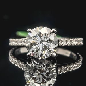 lot 10B image: 2.25 Carat Diamond Hidden Halo Pave Cathedral Engagement Ring in 14k White Gold w IGI Certification $9,900 Retail VIDEO