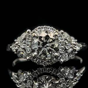 lot 19B image: 1.60 Carat Round Brilliant Diamond Halo Cluster Ring in 14k White Gold $3,900 Retail VIDEO