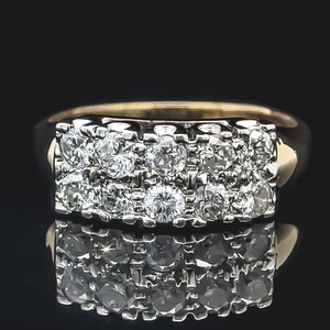 lot 24B image: 1.00 Carat Diamond Double Row Cluster Illusion Ring in 14k Two-Tone Yellow & White Gold $3,825 Retail