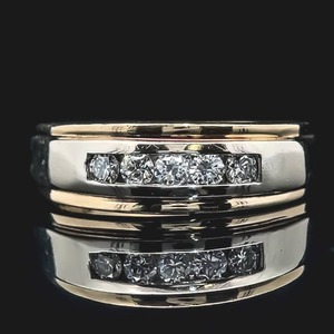 lot 51B image: 0.50ct Diamond Channel Grooved Trim Ring in 14k Two-Tone Yellow & White Gold $2,500 Retail