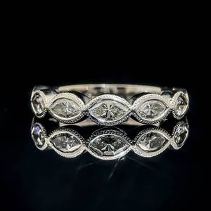 lot 62 image: Marquise Diamond Half Eternity Ring in 14k White Gold $2,600 Retail
