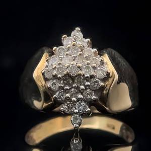 lot 66 image: 0.50ct Diamond Domed Cluster Beveled Dimensional Ring in Yellow Gold