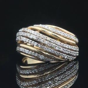 lot 68B image: 0.50 Carat Diamond Multi-Row Scalloped Seashell Cluster Dome Ring in Yellow Gold $1,999 Retail