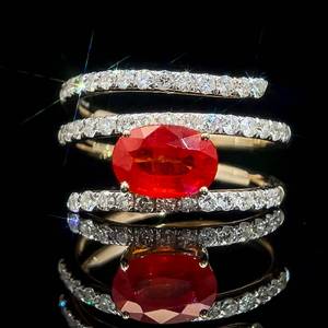 lot 37 image: Upscale Natural Orange Sapphire & Diamond Pave Coil Ring in 14k Yellow Gold w Appraisal $6,645 VIDEO