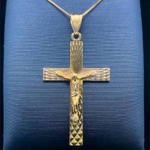 lot 66B image: Shimmering Crucifix Pendant in 14k Yellow Gold $1,020 Retail
