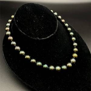 lot 21 image: Gorgeous Tahitian Pearl Strand Necklace w 14k White Gold Plunger Style Bead Clasp w GIA Report & Appraisal $12,250