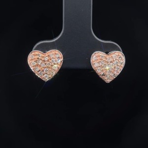 lot 74B image: 0.25 Carat Diamond Heart Shaped Studs Earrings in Rose Gold - Timeless Style  VIDEO 