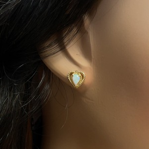lot 76B image: Tailored Double Open Heart Opal Studs Earrings, Multi-Color Fire  VIDEO 