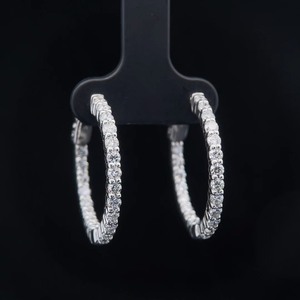 lot 9B image: Captivating Inside-Out Diamond Hoops Earrings 1.65 CARAT High Quality in 14k White Gold Retail $3900  VIDEO 