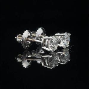 lot 41 image: 1.07 Carat Diamond Round Brilliant Cut Solitaire Screw Back Stud Earrings in 18k White Gold w IAS Jewelry Appraisal $4,340 VIDEO
