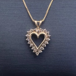 lot 77B image: Delightful Open Heart Diamond Pendant Yellow Gold - Affordable Gift for All Ages  VIDEO 