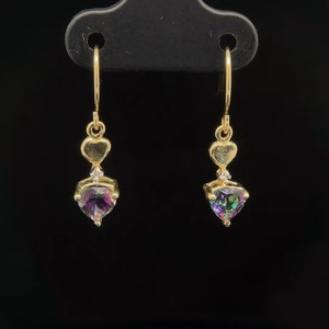 lot 79B image: Heart-Shaped Mystic Topaz and Diamond Dangle Earrings  VIDEO 