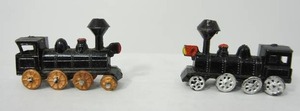 lot 6 image: Collectible Trains Vintage Antimony Old Timer Miniature Wood Burning #980 Locomotive w 8 Moving Wheels...