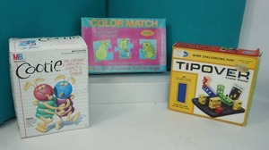 lot 37 image: Vintage Childrens Toys Games Cootie Tip-Over Color-Match....