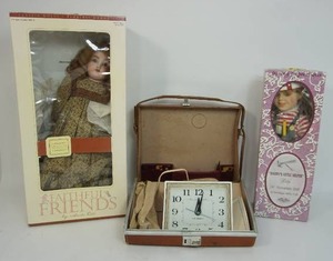 lot 39 image: Dolls, Case and Clock...