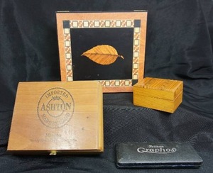 lot 79 image: Vintage Trinket Box Bin Humidor Pelikan Graphos() Pen Set Pocket Watch Lighter Etc...