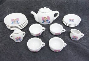 lot 93 image: Vintage Childs Porcelain Tea Set Angel Pattern...
