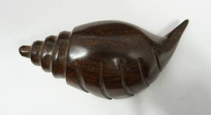 lot 115 image: Vintage Heavy Hand Carved Ironwood Large Conch Shell Sculpture...