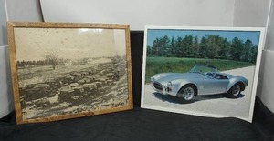 lot 133 image: Rare Poster Art 1960s Ford Shelby Cobra Roadster Print, Jalopy Old Car Junk Yard Large Print...