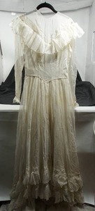 lot 136 image: Vintage 1940s Ivory Ruffle Wedding Gown...