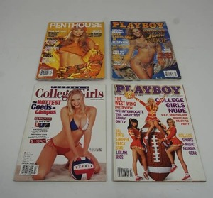 lot 153 image: Collectible Adult Magazines Including But Not Limited To Playboy, Housewives, Easy Riders, Natural Beauties, College Girls, Playmate Review, Biker, Lingerie, Exotic Beauties, Wet & Wild, Penthouse, Vixens, Sexy Too Etc...