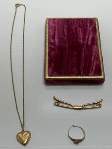 lot 15 image: 10K Gold Filled Kids Locket & Ring, 12K Gold Filled Tie Clip