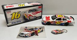 lot 100 image: 124 Scale Die-Cast Greg Biffle #16 3M 2007 Ford Fusion NASCAR Autographed By Todd Kluever (NIB)