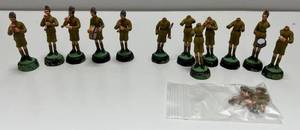 lot 105 image: Vintage Plaster Hand Made Indian Military Marching Band Members (Some Broken)