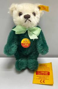 lot 208 image: Vintage 1990s (RARE) Steiff Dolly Teddy Bear Green EIN 030727