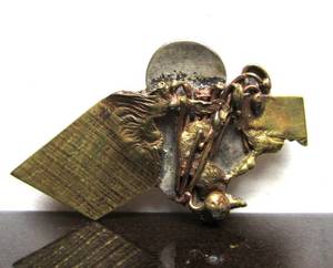 lot 54 image: Signed Vintage Brutalist Sterling Silver Copper Brass & Bronze Brooch by Klassen